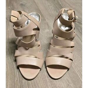 Vince Camuto Women's Olenna Leather Peep Toe Block Heels Size 8M